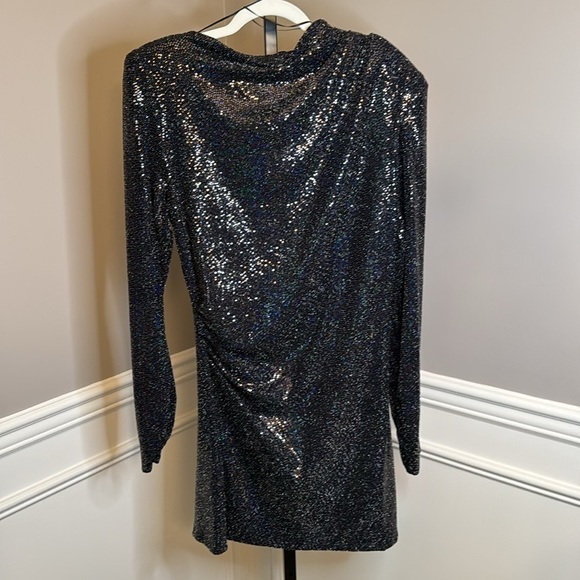 Zara black SHOULDER PAD DRAPED DRESS size XL - Picture 2 of 7